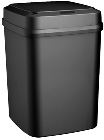 Generic - Contenedor automático con sensor - Papelera inteligente - Bote de basura eléctrico con tapa - Cubo de basura de cocina - Papelera de 13 litros - Negro - ABS