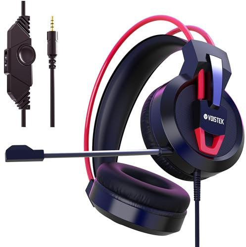 Voistek Wired Gaming Headset,Noise Cancelling Microphone,50mm Drivers,Compatible with PS5 PS4 Xbox One Xbox Series X|S Switch PC Laptop – Stereo Over Ear Headphones for Gaming