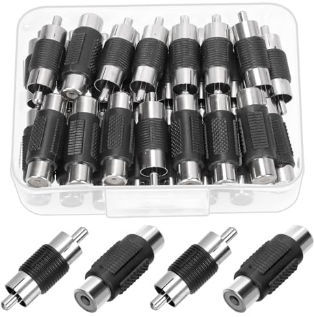 GLARKS 30pcs Black RCA Coupler Connector, 3.5cm, Female-to-Female & Male-to-Male, for Amplifier, Speaker, TV & More