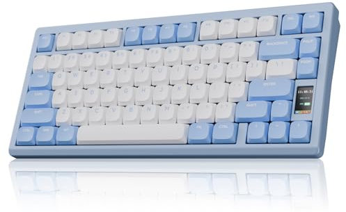 Chilkey ND75 LP Low Profile Aluminum Mechanical Keyboard, 75 Percent Wireless Gaming Keyboard w/Screen, Tri-Mode, Quick Disassembly, RGB Backlit Keyboard for Laptop Office PC (Blue)