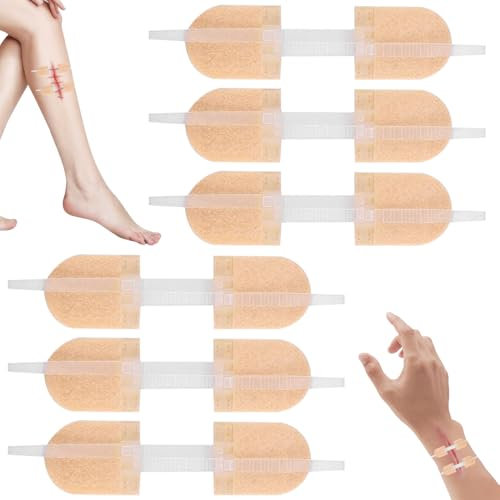6 Pièces Strip Pansement, Strips Sutures Adhésives, Pansements Adhésifs pour Fermetures de Plaies d'Urgence, Autocollants à Points Zippés pour Le Camping