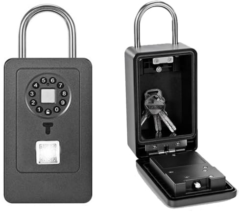 Smart Schlüsseltresor mit Fingerabdruck und Zahlencode, 4 Möglichkeiten zum Entsperren, Öffnung durch Smartphone, Code, Fingerabdruck für jedes Problem, geeignet für Haus, Wohnung, Ferienunterkunft