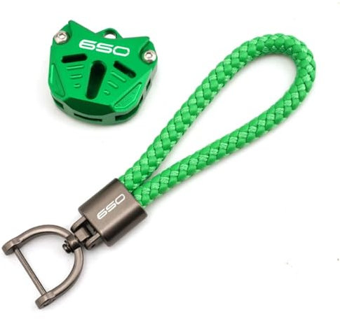 JNCGESW pour Kawasaki Z650 Z650RS Z 650RS Z650 RS Z 650 2017-2022 2023 2024 (Green),Housse de clé de Moto en Aluminium et Porte-clés en Corde tressée