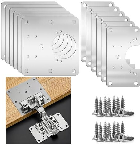 12 pezzi cerniere piastre di riparazione con viti di forma quadrata e a U per finestre, cerniere di porte e mobili e cerniere per porte e pannelli di riparazione, cerniere kit di riparazione
