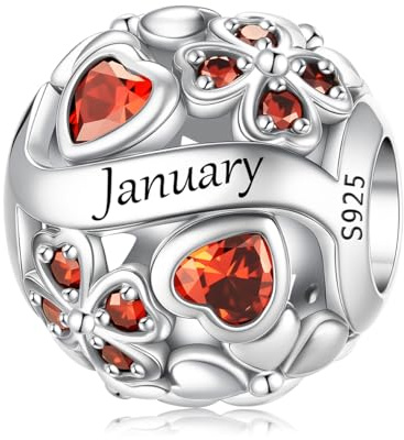 ChenYuTe 925 Sterling Silber Birthstone Charm, Mode aushöhlen Glücksklee Charms, Damen Geburtstag Urlaub Geschenk