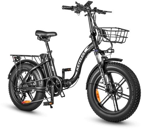 KETELES Klapprad Elektrofahrrad 20 Zoll, 48 V 18Ah Lithium Akku, Faltbares City E-Bike mit Drehmomentsensor, 250W Motor, 4.0 Fettreifen, Pedelec EBike für Erwachsene, Herren Damen. (18A-Schwarz)