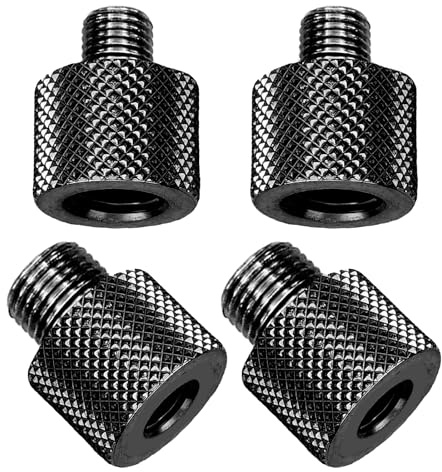 Dazkzooy 4 Stück Gewindeadapter 3/8“ auf 1/4“ & 1/4“ auf 3/8“, Adapter Aluminiumlegierung Stativ Schraube Adapter für Mikrofonständer, Kamerastative & Lautsprecher - Schwarz
