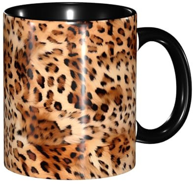 with Handle Tea Mugs, Porcelain Cup 3D Leopard Print Fur Personalised Porcelain Mug for Tea Friend 330Ml