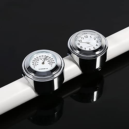 Dilwe Motorrad -Zifferblatt Uhr Fahrradbike -Lenker Uhr Motorradmontage Thermometer Takt Wasserdichtes Stoßfest Leuchtmittel mit Thermometer für 7/8 1 Zoll Lenker Cruiser Chopper