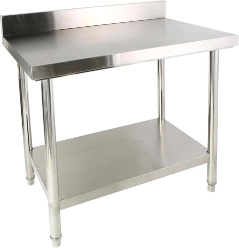 AMDBRAIL 150x85x60cm mit Aufkantung -Edelstahl Küche Arbeitstisch Tisch Verstellbare für Lebensmittelzubereitung Küche & Ablagefläche Multifunktionale Gastro Zubereitungstisch Grilltisch