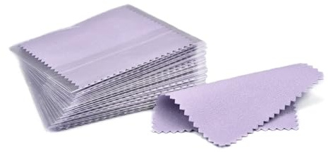 Chiffons de Nettoyage pour Bijoux Lingettes en tissu de nettoyage for bijoux, 50 pièces, 8x8cm, for le l'argent, l'or et du platine, garde les bagues monnaie propres brillantes