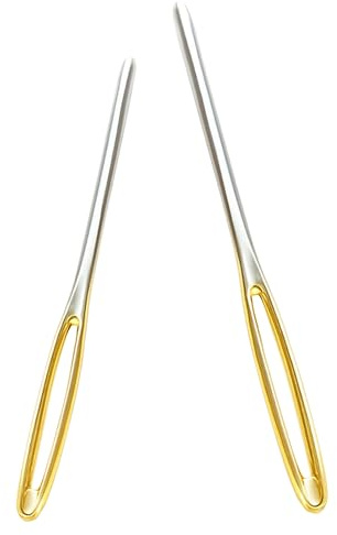 VBSYUYQ 2 Pcs Large Eye Blunt Needles for Yarn Sewing Darning | 2 pack golden large eye blunt darning needles, iron gilding thick needles for yarn sewing knitting crochet craft use