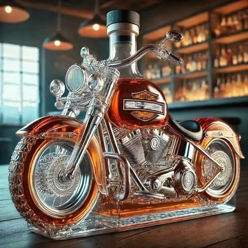 Decanter da whisky 3D da 310 ml, in vetro soffiato a bocca, bottiglia originale per conservare liquori, regalo unico per gli amanti della moto e gli appassionati di whisky (moto)