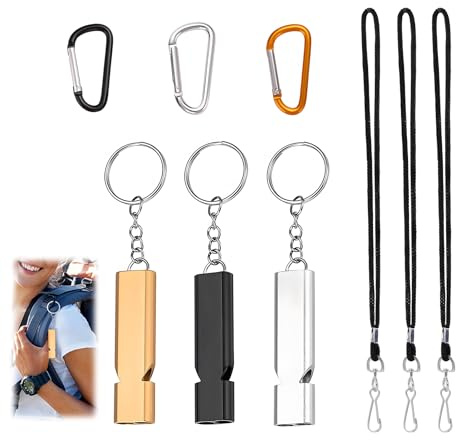 3 Set Trillerpfeife, Notfallpfeife Metall mit Schlüsselband und Schlüsselanhänger Trillerpfeife Laut Notfall Whistle Outdoor Notfall Survival Pfeife Laute Signalpfeife Sicherheitspfeife Außenbereich