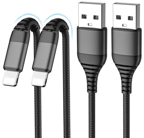LumFocus iPhone Ladekabel, Lightning Kabel 2M iPhone Schnellladekabel MFi Zertifiziert, Nylon Fast USB Ladekabel für iPhone 14 13 12 11 Pro Max XS Max XR X 8 7 6 6s Plus SE, iPad Air(Weiß)