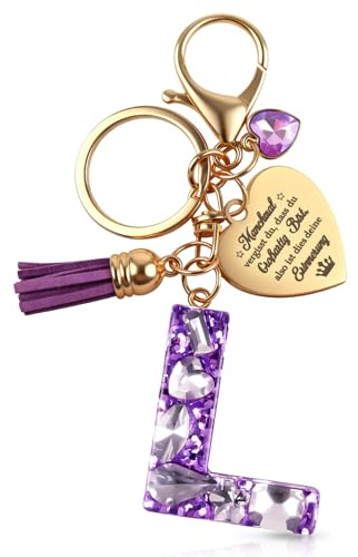 Anruzon Schlüsselanhänger Mädchen Buchstabe - Schlüsselanhänger mit Anfangsbuchstaben Schlüssel Anhänger - Einschulung Geschenk - Keychain Geschenk für Kinder, Mädchen, Frauen