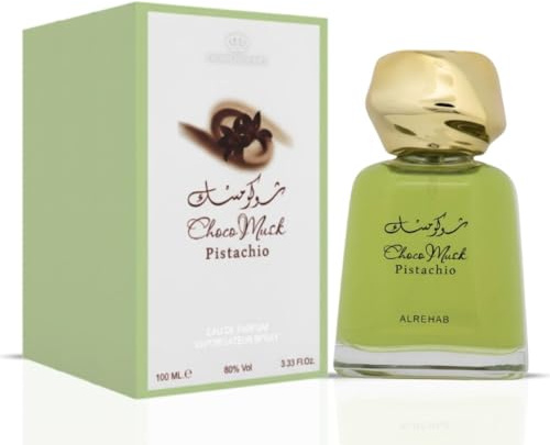 Al-Rehab Choco Pistachio Eau de Parfum Spray 100 ml / 3.4oz – Fragancia gourmet dulce y avellana con vainilla, cacao y pistacho