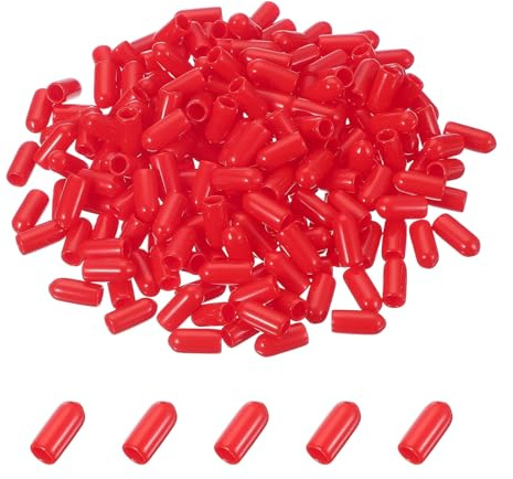 QUARKZMAN 200 Stück Lochplattenhaken-Schutzkappen Rot 15 mm Länge 5 mm | Gummistopfen Lochplattenhaken Flexible Spitzen Abdeckkappen Hakenabdeckung, Für Lochplatten Spülmaschinenhaken