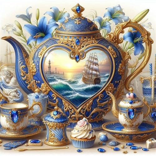 Puzzle 500 Teile Luxuriöses Teeservice, Herausforderndes Rätsel Pädagogisches Spielzeug Geschenke, DIY Klassische Puzzles für Erwachsene und Kinder ab 14 Jahren 45x45cm