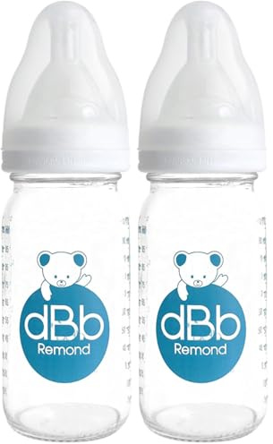 dBb Remond – Biberon Régul’Air 110 ml Verre – Tétine Nouveau Né Anticolique Silicone – Débit Régulier Et Sécurisé – Confort, Bien-Être Pour Bébé Dès Naissance – Accessoire Hygiénique – Blanc