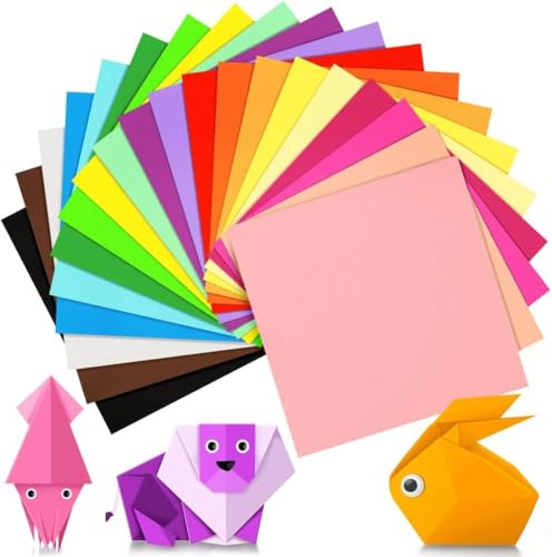 200 Blatt Origami Papier, 20 leuchtende Farben 20x20cm 70 g/m² buntes Bastelpapier Doppelseitiges Quadratisch Faltpapier für DIY Schul Kunsthandwerksprojekte Kinder Erwachsene