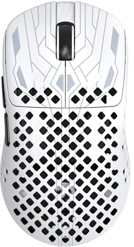 ATTACK SHARK MAMBASNAKE M2 Kohlefaser Funk Gaming - Maus, 41g Ultraleicht, PixArt PAW3395PRO Sensor, Bis 40000 DPI, 100M Klicks - Schalter, 2.4G/BT/USB - C Verkabelt, Für PC/Xbox/PS/Mac - Weiß