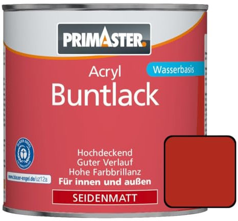 Primaster Acryl Buntlack 750ml Feuerrot Seidenmatt Wetterbeständig Holz & Metall