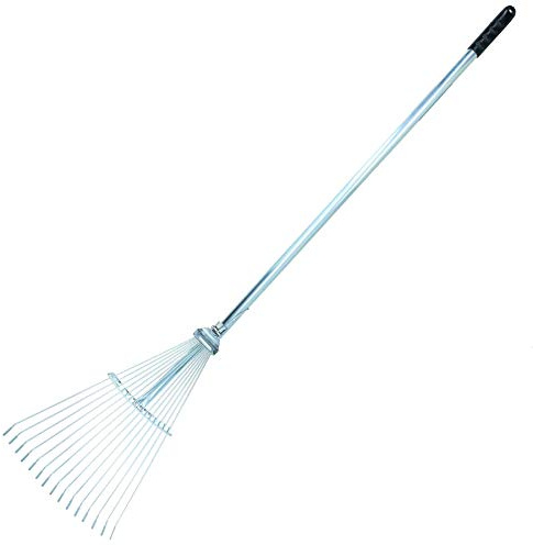 Expanding Lawn Rake Soil Leaves Leaf Raker 15 Teeth 190-570mm Span
