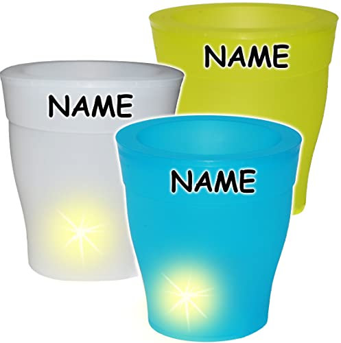 alles-meine.de GmbH 1 Stück LED LICHT - Design - Blumentopf/Pflanzkübel - NEON/blau - gelb - weiß - inkl. Name - 20 cm Gross - Batterie betrieben - Dekolicht - Leuchtkü..