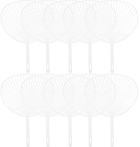 LUOEM 10pcs Japanese Fan Uchiwa DIY Kit Hand-held Fan Framework for DIY Crafts (White)