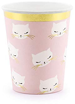 Party Deco Conf.6 tasses en carton imprimé chat musc doré brodé