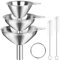 YGDZ Kitchen Funnels for Filling Bottles, 3pcs Small/Medium/Large Food Grade Stainless Steel Metal Kitchen Funnels Set for Essential Oil Spices Liquid, 2pcs Cleaning Brushes