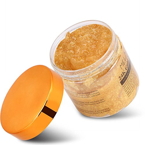 Körperpeeling Creme 250G mit Meersalz & ätherischem Öl, 24K Gold Peeling für Feuchthaltende Creme, Gesicht & Körperhaut Pflege, Smoothing Body Scrub Cream