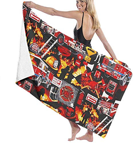 YRTGF Feuerwehrautos & Feuerwehr Männer Badetücher Männer & Frauen Große Badetücher 31,5 x 51,5 Zoll - Mikrofaser - stark saugfähig - für Bad, Schwimmen, Fitness, Yoga, Pool, Strandtücher