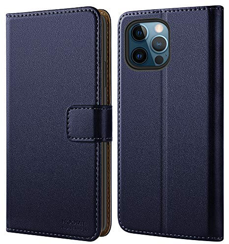HOOMIL MagFlip Hülle für iPhone 12/12 Pro, [Nr.1 Verarbeitung] Premium Leder Handyhülle Klappbar Case Schutzhülle - Blau