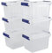 Xyskin Set of 6 Plastic Storage Box, Small Clear Storage Bin with Lid/Latch/Handle, 7 L