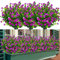 TEMCHY 24 Bundles Outdoor Artificial Fake Flowers No Fade UV Resistant Faux Plastic Plants for Hanging Planter Patio Yard Wedding Indoor Home Kitchen Farmhouse Decor (Fuchsia)