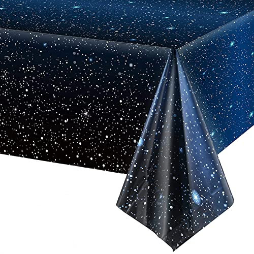 Weltraum Tischdecke Kinder Blau 274x137 cm Weltraum Tischdeko Geburtstag Deko für Weltraum Kindergeburtstag Party Plastik Tischdecke Blau