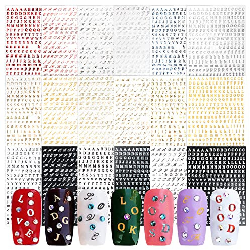 16 Blatt Nagelsticker Selbstklebend Nail Art Stickers Decals Alphabet Abziehbilder 3D Nail Art Nagelaufkleber DIY Nagelkunst Nageldesign Nagel Dekoration