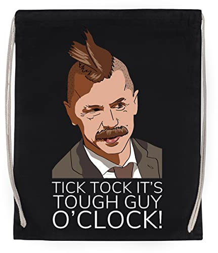 Tick Tock It's Tough Guy O'clock Wozniak Sport-Baumwolltasche mit Kordelzug Sport Cotton Black Bag