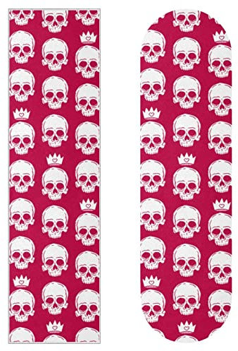 Skateboard-Griptape mit niedlichen Totenköpfen und Kronen, Schleifpapier, Longboard, Aufkleber, Scooter, Deck, Sandpapier, 2 Stück
