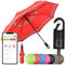 Quick Safety® wander-trekking-Regenschirm taschen-schirm herren-damenschirm jungen-regenschirm auf-zu-automatik sturmfest reflektierend Karabinerhacken-Griff-Design (signal rot)