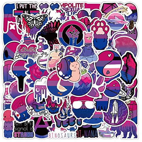 Bisexual Pride Stickers, Bisexueller Pride Aufkleber, LGBT Pride Vinyl Aufkleber, Wasserdicht, Perfekt für Wasserflasche, Laptop, Scrapbooking, Bisexual Pride Geschenk (60 Stück)