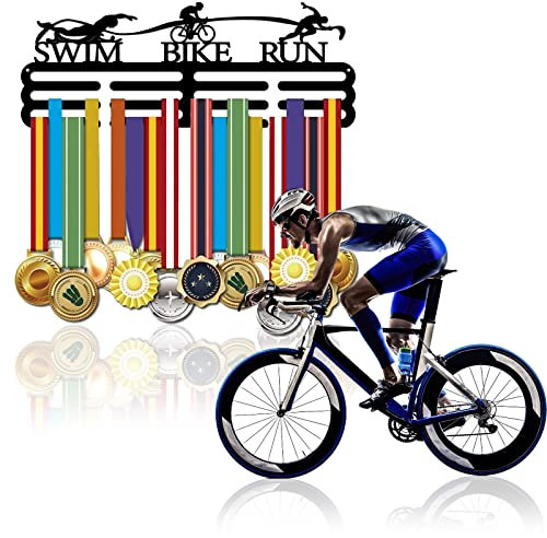SUPERDANT Triathlon Medaillen Aufbewahrung Triathlon Medaillen Halter Eisen Sport Medaillenhalter Laufen Medaille Aufhängedekor Für Wettkampf Medal Hanger Geschenke für Sportler Kinder 40x15CM