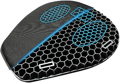 CERITORN Motorcycle Gel Seat Cushion, 3D Honeycomb Shock-Absorbing, Hollow and Breathable, Hel Material is Compressive, Non-Breaking, Non-Hardening, Soft and Comfortable (Four Seasons)