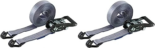 STROXX® 2X Zurrgurt 6 Meter |belastbar 3000Kg pro Gurt| Breite 35mm | mit Spitzhaken für Schwerlast | mit Ratsche | Spanngurt | Transportgurt | EN12195-2