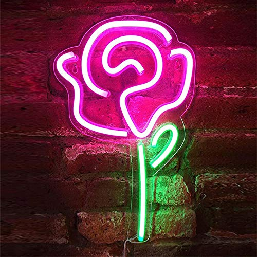 Rose mit Stiel Neonlicht LED Neon Schild Licht Lampe Leuchte Kunst Bar Party Wand Dekoration Nachtlicht Streamer Hintergrund Beleuchtung dekorative Wandleuchte Love Liebe Valentinstag Girl