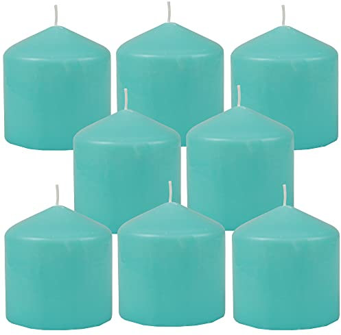 Bestgoodies Stumpenkerzen Wachskerzen Ø8cm x 8cm (8er Pack) Türkis - Lange Brenndauer, Hergestellt in EU, Kerzen Blockkerzen - Wachs Stumpen
