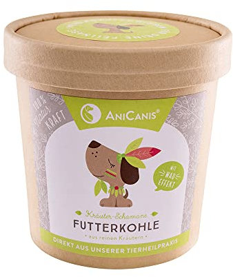 AniCanis Futterkohle für Hunde & Katzen - Kräuterkohle Kohle Pulver - Magen Darm Immunsystem - Kräuter Futterzusatz vom Tierheilpraktiker - 200g