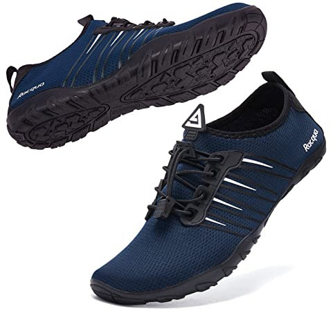 Racqua Wasserschuhe, schnell trocknend, barfußförmig, Wassersport, Strand, Pool, Schwimmen, Surfen, Tauchen für Männer und Frauen, Hd102eu Navy, 46 EU